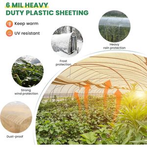 <b>Greenhouse</b> <b>Plastic</b> Sheeting 6.5 X 19.6 Ft 6 Mil Clear UV Resistant Polyethylene Film For Farms And Gardens - Product Image 1