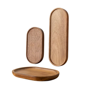 Plateau de service en bois au design exclusif marron foncé pour la maison Accessoires de cuisine décoratifs pour hôtel restaurant - Product Image 4