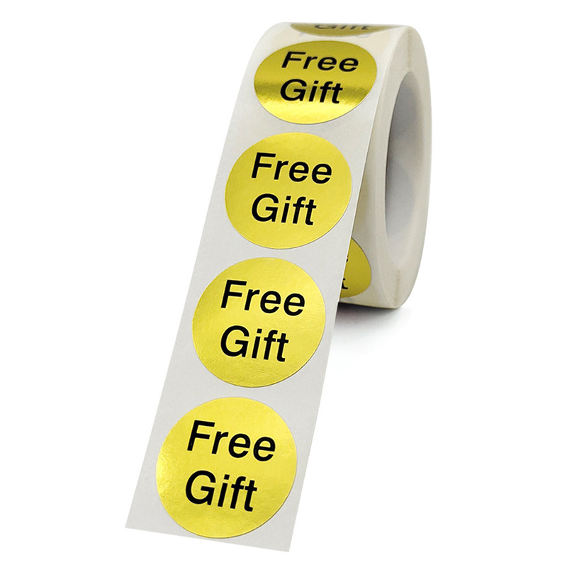 Wholesale 500pcs/roll Light Gold/Silver Adhesive Free Gift Stickers For Merchandise Promotion