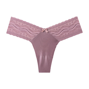 Ropa interior sin costuras de seda de hielo de encaje, bragas de mujer, <span class=keywords><strong>Tanga</strong></span> con lazo, Sexy <span class=keywords><strong>Secret</strong></span> Hollow Out, Tangas, <span class=keywords><strong>Tanga</strong></span>, lencería, bragas de mujer - Product Image 6