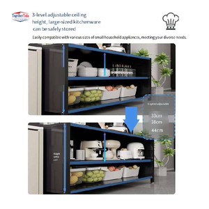 Meuble de rangement de cuisine moderne en métal de style européen, organisateur haut à portes à lattes avec panneau perforé pour essentiels de salon et salle à manger - Product Image 6
