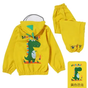 Single Person Rainwear Kids Baby Raincoat School Children's Rainwear Suit Hooded Rain Jacket Pants Suit Cute for Children 0.24mm