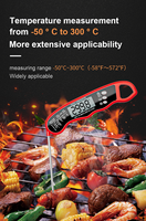 Thermomètre alimentaire numérique avec sonde en plastique, design pliable, pour viande, barbecue, four, cuisson, friture, cuisine, usage domestique, IPX6