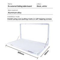 Klappbarer Wandtisch 800x450mm Abschließbarer Outdoor-Klapptisch für Wohnmobil Camper Wohnwagen Schwarz