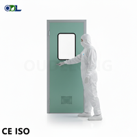 Porte battante en métal à une seule feuille avec fenêtre en verre double couche pour salle d'hôpital