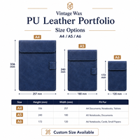 Porte-documents vintage en cuir PU ciré, disponible en plusieurs tailles (A4, A5, A6) avec rabat, idéal pour les réunions d'affaires ou comme cadeau – En stock, directement de l'usine.