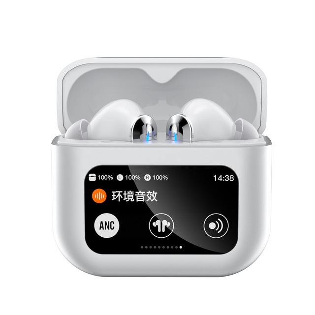 OEM Custom New Design Wireless ANC Noise-canceling Earbuds LED Color Touch Screen Earphones V5.4 Gaming Music Headphones