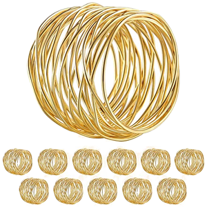 En gros, Anneaux de serviette élégants en fil doré, supports de serviette en maille métallique, boucles de décoration de table de luxe en fil torsadé ajouré - Product Image 1