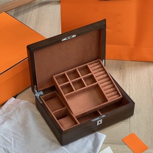 Portable Walnut Wood Multifunctional Jewelry <b>Box</b> Necklace Earring Accessories Storage Earring <b>Ring</b> <b>Box</b> - Product Image 2