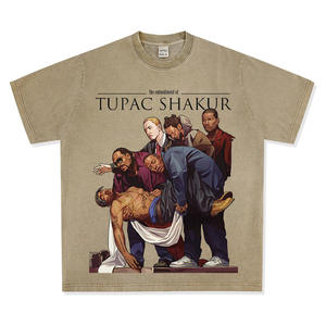 2Pac <span class=keywords><strong>Tupac</strong></span> ha sfangato la t-shirt Hip Hop stampata omaggio 100% cotone modello di carattere intrecciato europeo High Street americano - Product Image 5