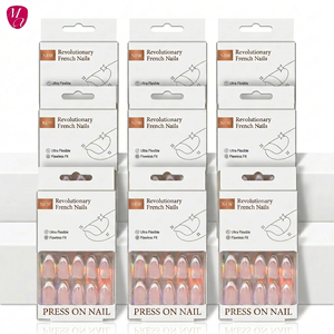 Lot de 30 <span class=keywords><strong>faux</strong></span> <span class=keywords><strong>ongles</strong></span> de luxe en amande française à presser, courts, naturels, haut de gamme, avec emballage personnalisé, qualité salon, marque privée - Product Image 2
