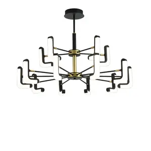 Northern Europe High quality Modern indoor house fashion decoration Hanging Ceiling Iron Glass black chandelier pendant lamp