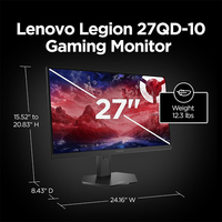 Lenovo Legion 27QD-10 27-inch laptop- en desktop gaming esports-monitor +DP+USB 99%sRGB+90%DCI-P3 0,5ms 2K QHD 240Hz IPS-scherm