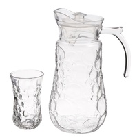 Carafe en verre transparente avec poignée pour boissons, jus, eau, 2000 ml avec couvercle en plastique