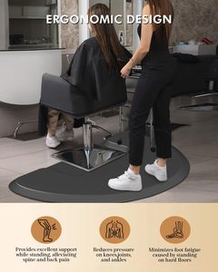 Tapete Antifatiga para Silla de Barbero, Diseño Artístico, 3 pies x 5 pies, PVC, Semicircular, 1/2 Pulgada Máquina de Cortar Pelo Profesional Negra con Ranura Cuadrada Gruesa para Salón de Belleza y Barbería - Product Image 3
