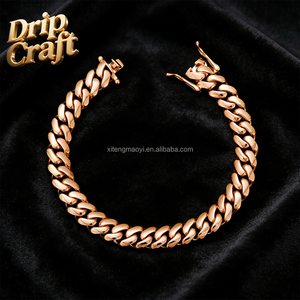 Collier chaîne cubaine en or rose hip-hop, acier inoxydable <span class=keywords><strong>de</strong></span> qualité supérieure/acier titane, style fin, plaqué or véritable - Product Image 3