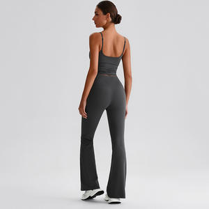 2025 donna alta sensazione Yoga Pilates allenamento <span class=keywords><strong>abbigliamento</strong></span> Fitness tuta sportiva da corsa Sexy gilet anteriore solido con coulisse - Product Image 2