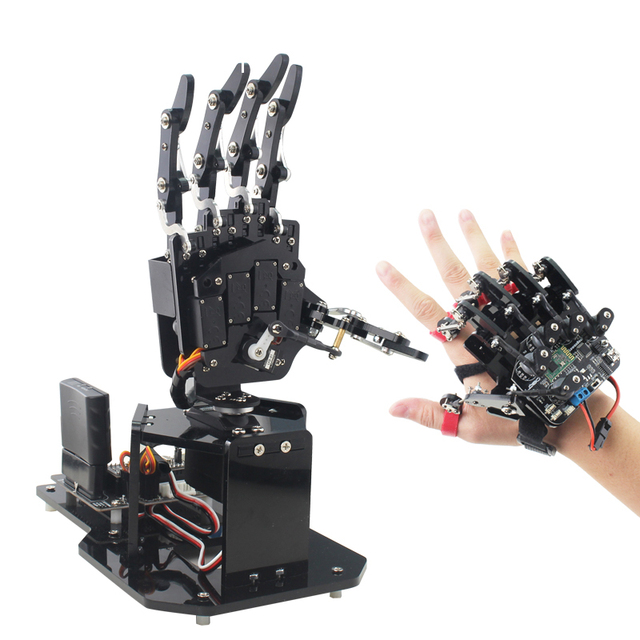Open Source Bionic Robot Hand Five Fingers Robot Right Hand with STM32 Version + Wearable Mechanical Glove(Unassembled).