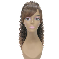 Nouveautés Extensions de cheveux en fibre synthétique Body Wave Deep Wave Loose Curly Kinky Straight Queue de cheval à cordon Franges