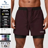 Shorts de sport 2-en-1 à séchage rapide pour hommes, avec compression double couche et anti-frottement, pour la gym, la course et l'entraînement athlétique