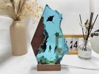 Lampe en résine époxy faite à la main pour la décoration intérieure, veilleuse de plongeurs, lampe de table micro-paysage, ornement unique, meilleurs cadeaux pour amis