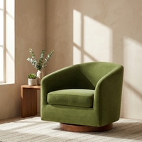 Fauteuil d'appoint pivotant moderne en tissu, avec accoudoirs en forme de baril, coussin d'assise amovible, accoudoirs incurvés, dossier arrondi, pour salon et hôtel
