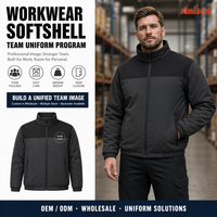 Vêtements de travail unisexes personnalisés avec logo ODM, teinture unie, vente en gros, vêtements de travail d'extérieur, sportifs, coupe-vent, imperméables, pour la randonnée, softshell