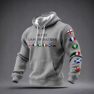 Sudadera con Capucha para Hombre, 300g, Tejido de Algodón Transpirable, con Bolsillo, Manga Regular, Diseño Rugby Game Of Nations - Product Image 5