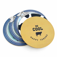 Sous-verres ronds absorbants personnalisés de 4 pouces en liège avec motif imprimé pour fournisseurs sur mesure