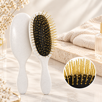 Brosse à cheveux Masterlee en paille de blé écologique, taille mini, avec picots métalliques, démêlante et massante pour le soin des cheveux