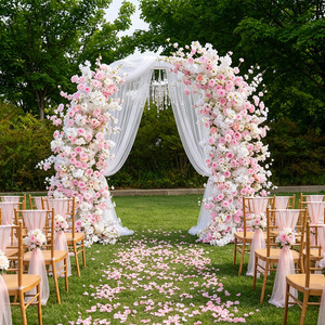 DKB Wedding Decoration & Supplies Wedding Arch Backdrop Pink <b>White</b> <b>Artificial</b> Horn <b>Flower</b> Arch for Wedding Decoration - Product Image 1