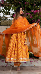 Ensemble Angrakha de bloc de main marron clair Mehar de qualité super exportation avec Gotta Lace Work Design ensemble de bloc de main Angrakha - Product Image 3