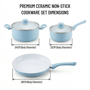 Set di Pentole E-TOP Blu, Pentola Commerciale per Cucina, Padella Antiaderente con Rivestimento in Ceramica, Marmite de Cuisine - Product Image 2
