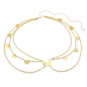 Chaîne de corps multicouche papillon ajouré tendance pour femme, chaîne de taille, bijoux de fête, accessoire décoratif en alliage de zinc - Product Image 5