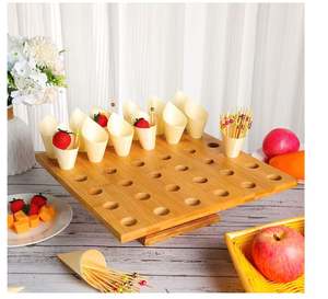 Cônes de nourriture en bois jetables personnalisés de 150 pièces avec 36 trous support de cône de crème glacée en bambou présentoir de cône de nourriture 150 bâton de bambou - Product Image 5