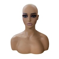Maniquí de Cabeza de Mujer Modelo Europeo-Americano con Doble Hombro para Exhibición de Pelucas y Pendientes, Material PVC