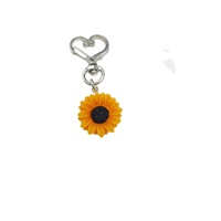 Porte-clés Tournesol en Alliage de Zinc, Forme Cœur, avec Fermoir Mousqueton, Breloque de Sac, Petit Cadeau - Source Directe - Meilleure Vente