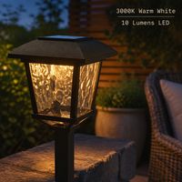 Lampe solaire d'extérieur à piquet pour jardin, en plastique noir, LED, pour allée, pelouse, 10LM 3000K avec batterie 700mAh