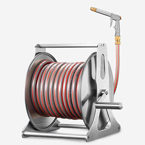 Juego de carro de soporte de almacenamiento de <span class=keywords><strong>manguera</strong></span> de agua de alta calidad, carrete de <span class=keywords><strong>manguera</strong></span> de jardín retráctil de 100 metros con soporte en Rueda, 10M-100 m - Product Image 2