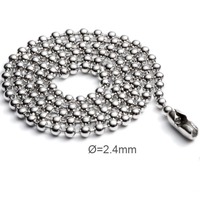 Chaîne de perles en acier inoxydable 304 de 3,2 mm de longueur personnalisée, cadeau chrétien classique pour étiquettes de vêtements et colliers