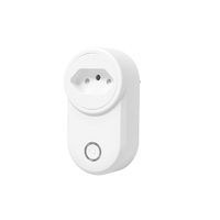 Boîtier de prise intelligente Wi-Fi standard brésilien pour prise sans fil avec bouton intégré, blanc