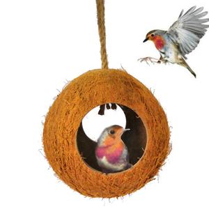 Coconut <strong>Bird</strong> <strong>Nest</strong>,Coconut Shell <strong>Bird</strong> Hamster <strong>Nest</strong> House Pet Parrot Budgies Hanging Toy Cage Decor Brown - Product Image 1