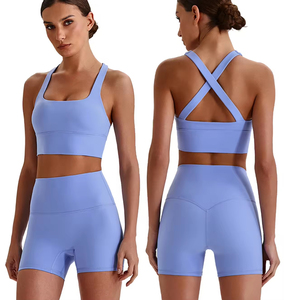 Nuovo prodotto nudo sentire il <span class=keywords><strong>reggiseno</strong></span> sportivo due pezzi sport Fitness Yoga Set di pantaloncini da allenamento Yoga - Product Image 1