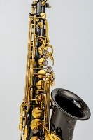 Saxophone alto de bonne qualité en Mi bémol, finition nickel noir laqué or, clés en nacre, instrument EB avec gravure, Saxophone en laiton