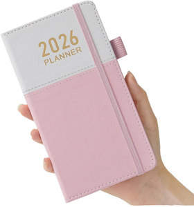 <span class=keywords><strong>Calendario</strong></span>/Taccuino Tascabile 2026 Giornaliero Settimanale Mensile Mini 3.8x7" Piccolo Formato Adatto per Borsetta da Donna 140 Pagine Rilegatura a Punto Metallico Regalo - Product Image 1