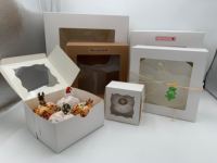 Bon marché Emballage en carton de boulangerie d'anniversaire imprimé de qualité alimentaire Boîte à gâteau en papier avec plateau de base