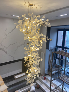 Nordic Style Ginkgo Branch <b>Leaves</b> Oversized Chandelier Staircase Modern Petal Chandeliers Pendant <b>Lights</b> Villa Mall Lighting - Product Image 5