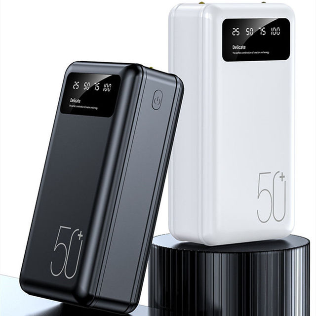 Professional 50000mAh Power Bank ABS Plastic DC Type C Micro USB Dual USB Output Fast Charging Large Capacity LED Display Holder