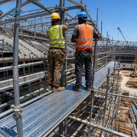 Planche de chantier en acier galvanisé sans crochet, profil en U, 240x65mm, épaisseur 1,5mm, surface antidérapante, compatible EN12810, passerelle