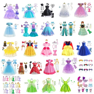 Vestido de Fiesta de Graduación Anna Elsa Reina de las Nieves, Vestido de Princesa para Baile, Fiesta de Navidad, Vestido Elegante y Modesto para Niñas, Vestido de Verano con Flores para Cosplay de Halloween - Product Image 1